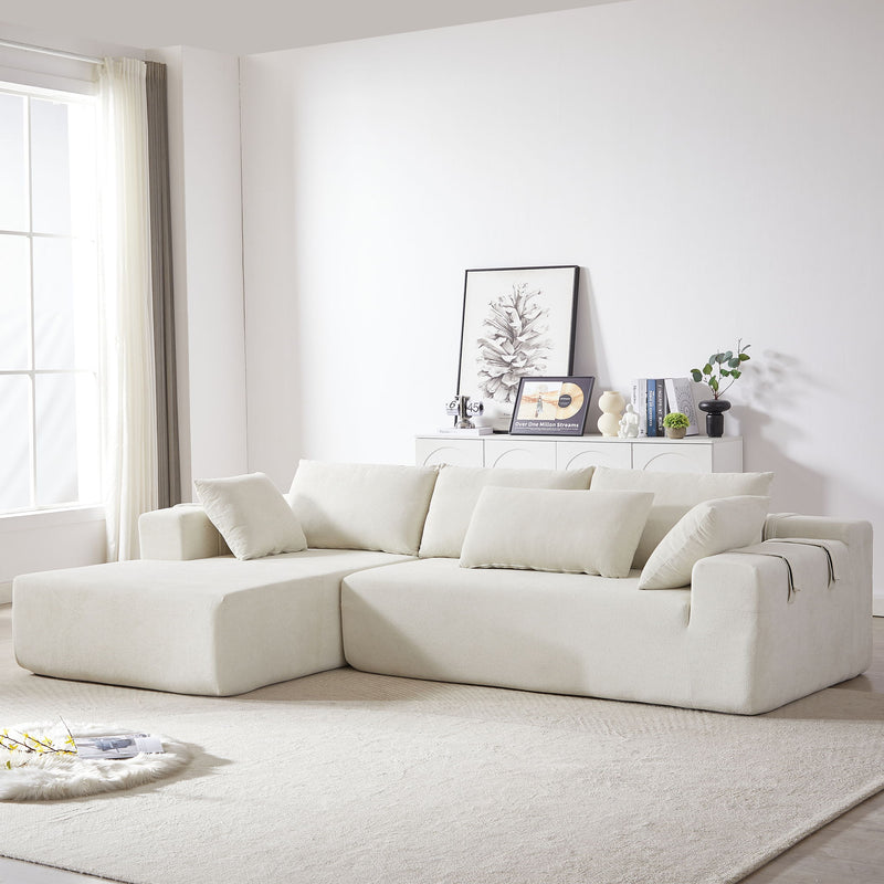 Modern Chenille Upholstered Sectional Sofa Couch Set With 6 Pillows,Free Combination