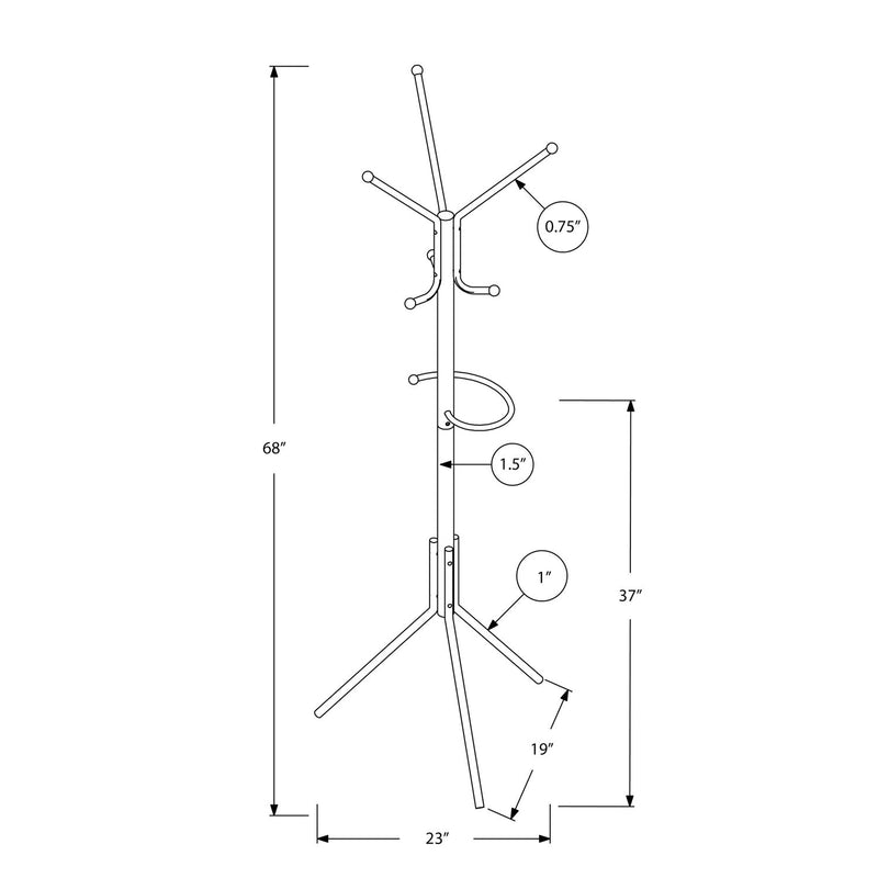 Coat Rack, Hall Tree, Free Standing, Hanging Bar, 6 Hooks, Entryway, Contemporary & Modern
