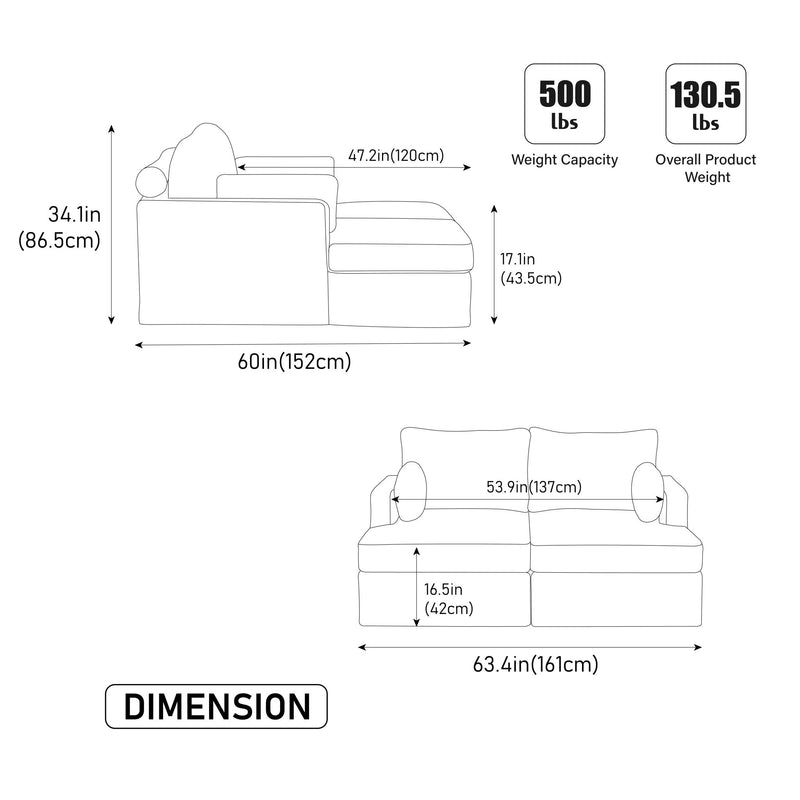 Modern Aesthetic Wide Sofa Bed