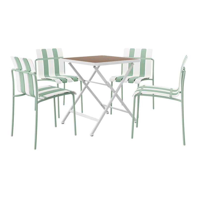 4 Piece Set Of Modern Color Block Designed Single Chairs With Folding Square Table