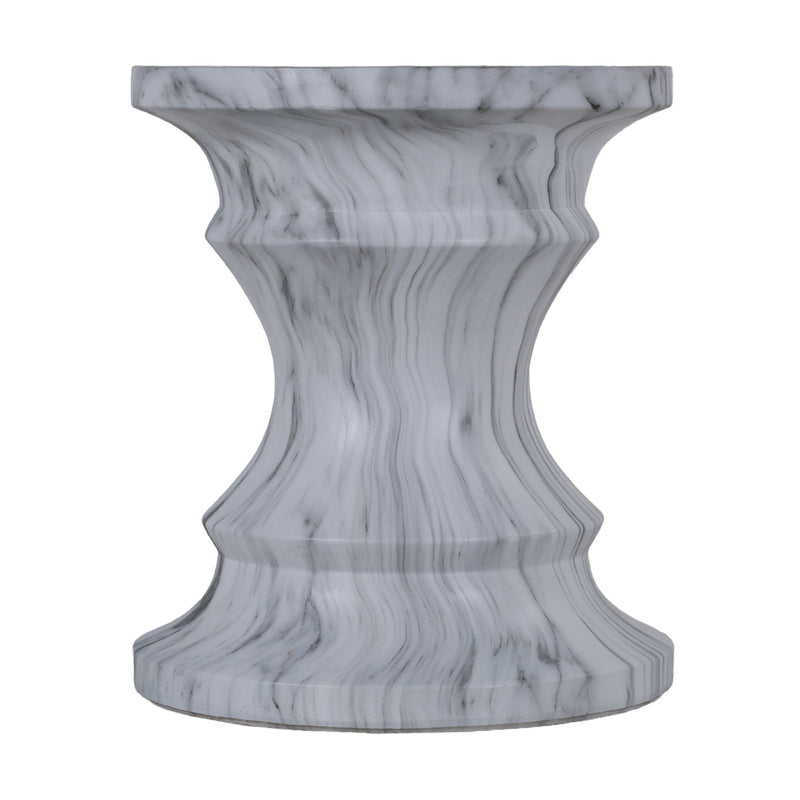 Geometric Round Outdoor End Table - Marble