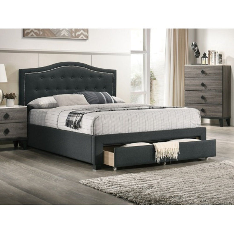 Modern Button Tufted Arch Headboard Bed With Storage Footboard