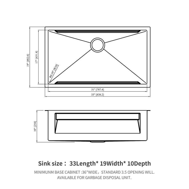 Undermount Kitchen Sink, Single Bowl With Ledge Workstation, 16 Gauge Stainless Steel - Brushed Nickel