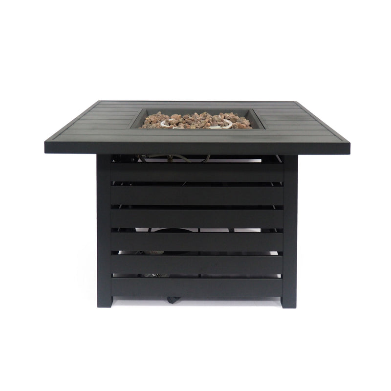 Stylish Square Iron Fire Pit With Tank Space, 50, 000 Btu - Black