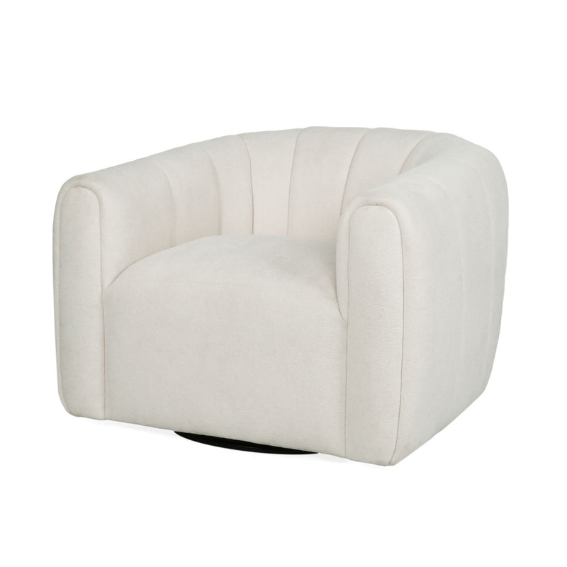 Serenizia - Upholstered Velvet Swivel Chair With Channel Tufted
