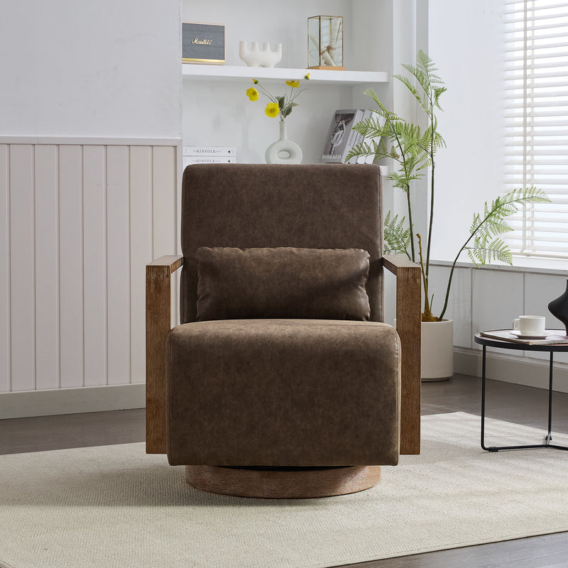 Swivel Modern Upholstered Accent Chair With Armrests