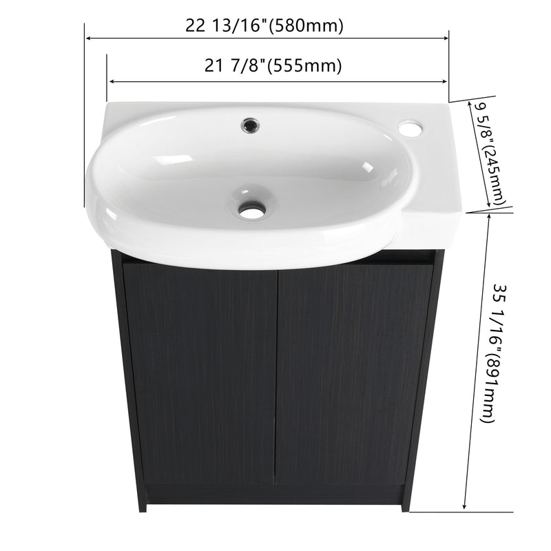 Freestanding Bathroom Vanity & Sink, Soft Close Doors