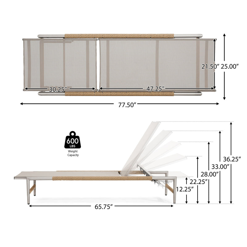 Hargrove - Outdoor Patio Aluminum Chaise Lounge (Set of 2) - Natural / Silver