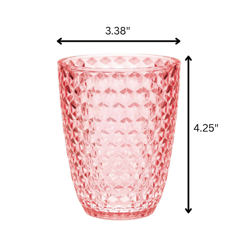 Leading Ware Diamond Cut Acrylic Glasses Drinking (Set of 4)