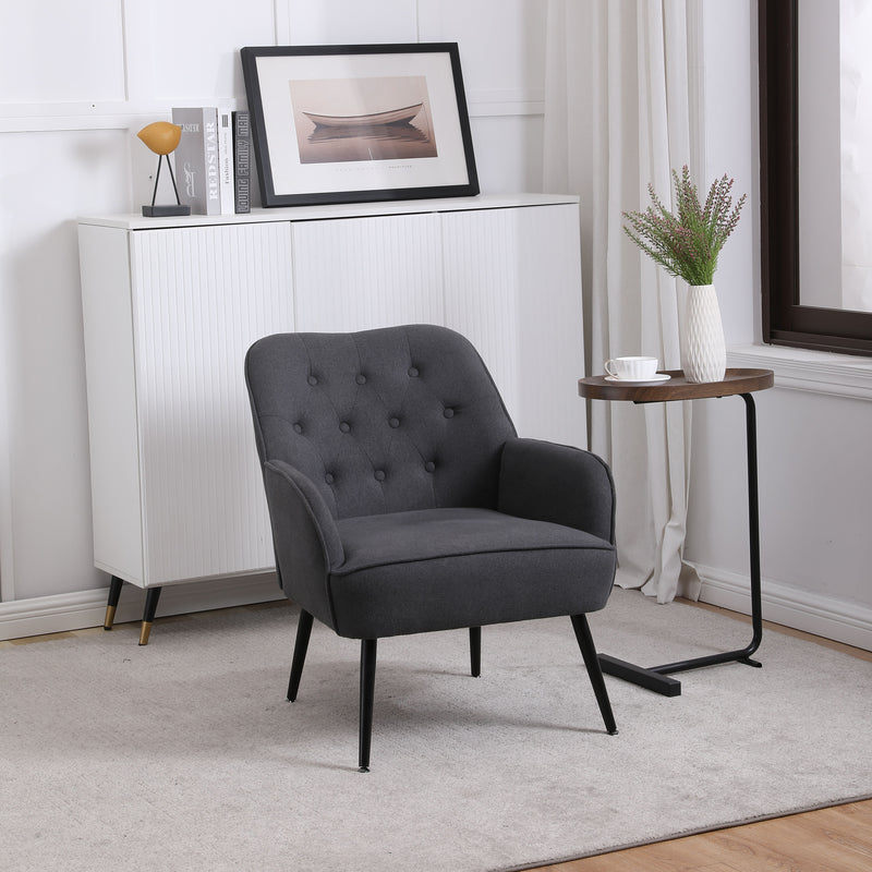 Modern Mid-Century Chair Linen Sherpa Armchair For Living Room