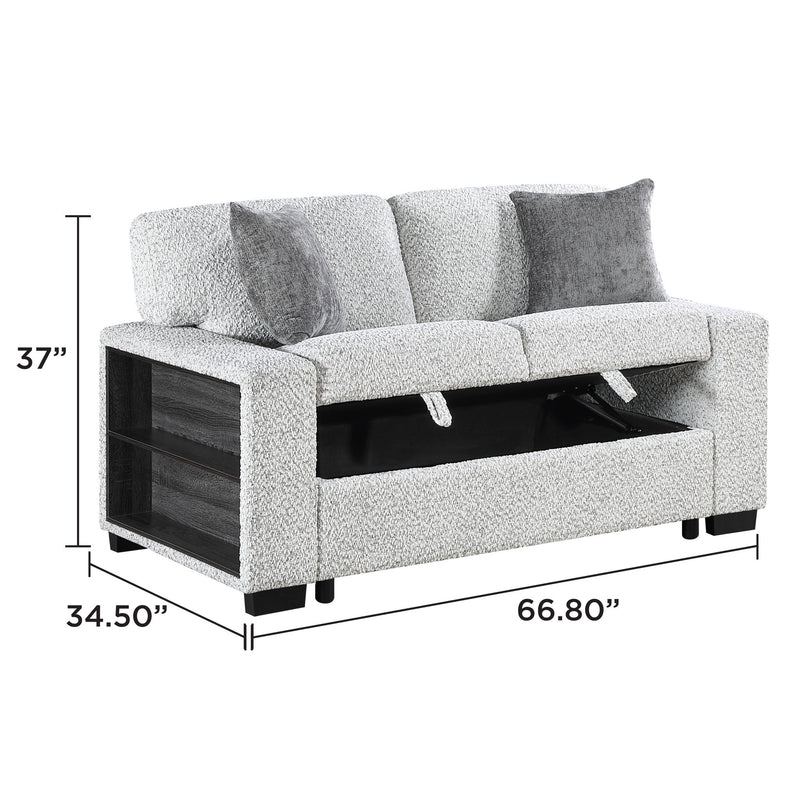 Prato - Loveseat With Storage And USB - Gray