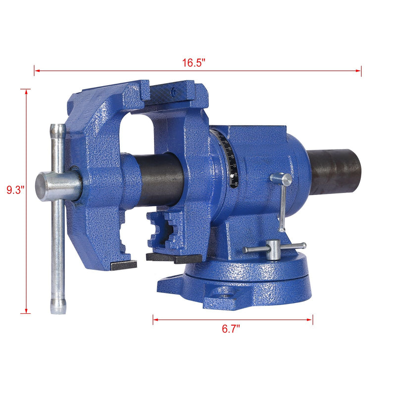 Heavy Duty 5" Multi Jaw Rotating Bench Vise With 360 Degree Swivel Base And Head