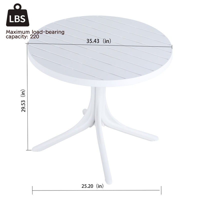 Modern Round Table, Waterproof, UV Resistant And Durable - White