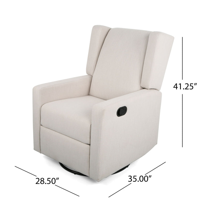 Landau Contemporary Fabric Upholstered Swivel Recliner