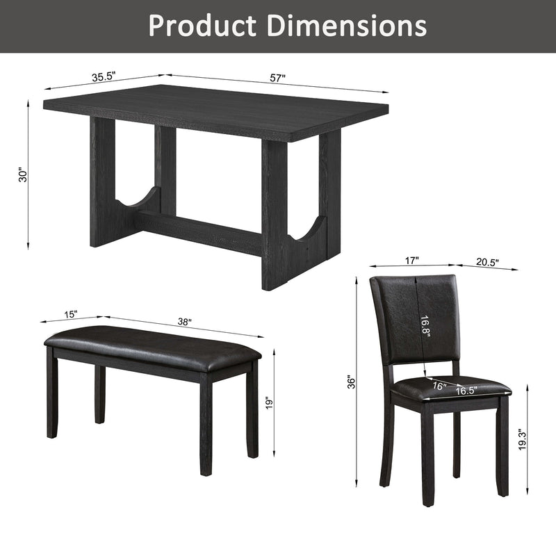 Dining Table Set, Rectangular Kitchen Table With Upholstered Chairs