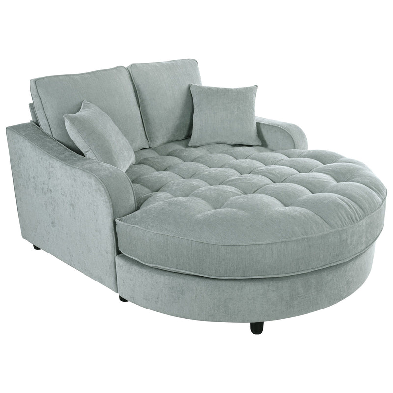 Modern Chaise Lounge Upholstered Sofa Couch With Tufted Seat And Detachable Pillows For Living Room