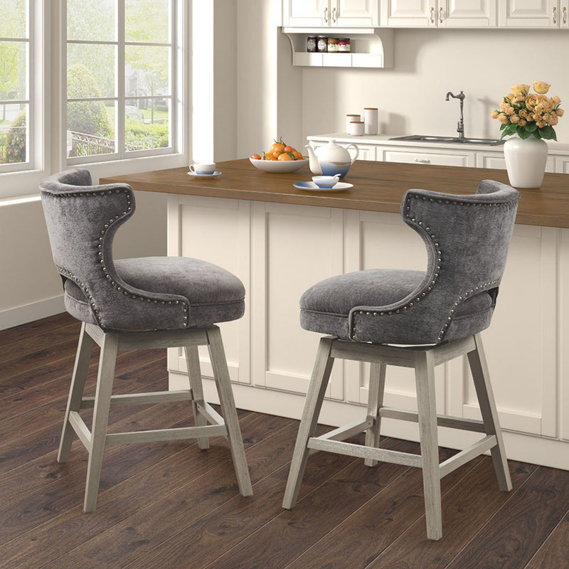 360 Degree Swivel Counter Stool With Silver Detailing