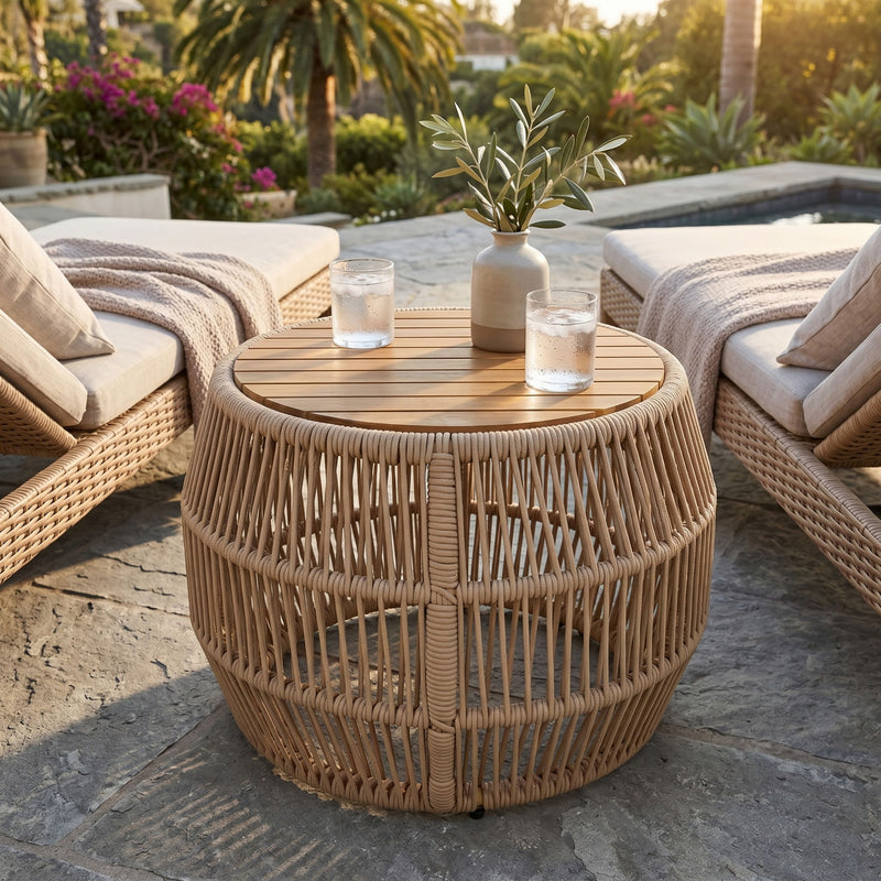 Round Side Table With Rope Frame