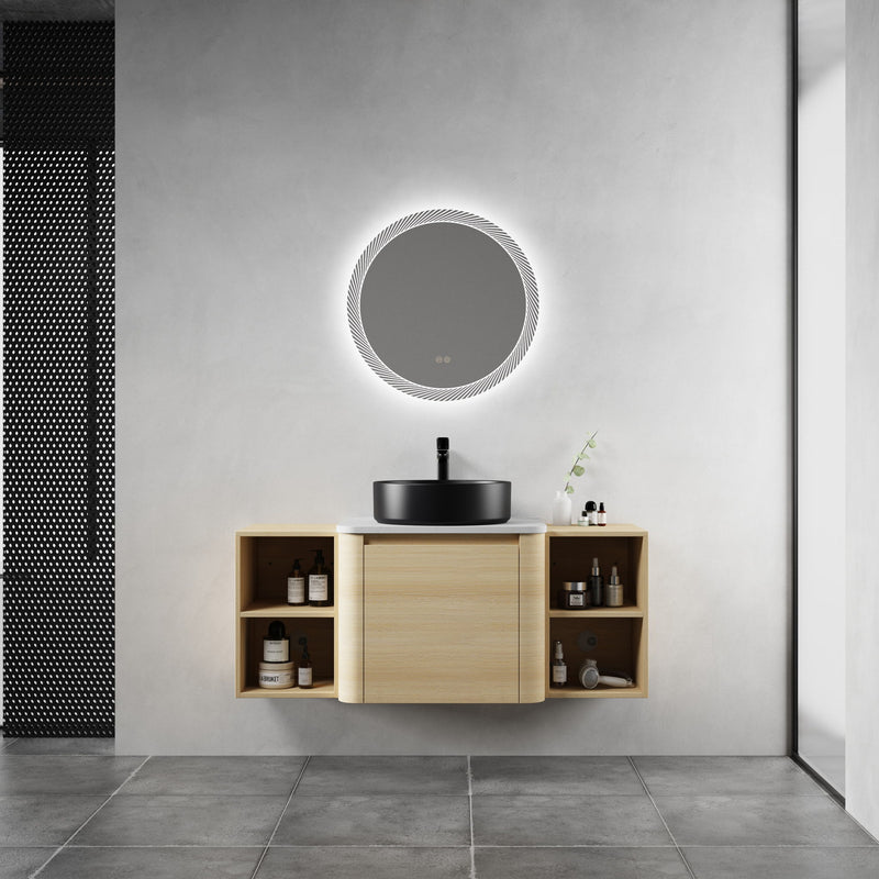 Mounted Bathroom Vanity With Art Sink, 2 Storage Shelves, Soft Close Door