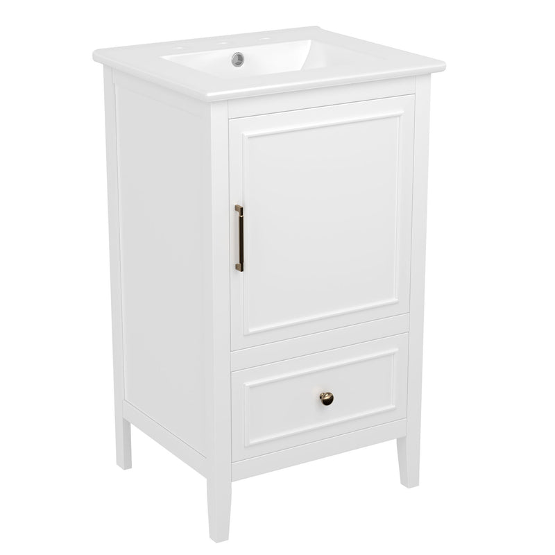 Modern Bathroom Vanity With Sink, Cabinet Storage, Drawer & Adjustable Feet