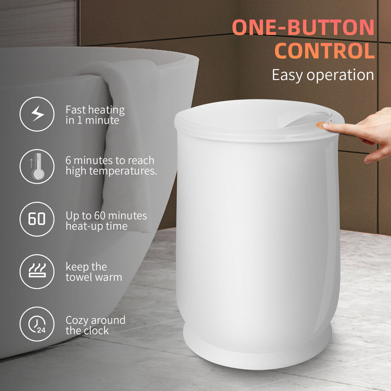 Luxury Bucket Towel Warmers, Large Towel Warmers For The Bathroom, Fits Up To 2 Oversized Towels - White