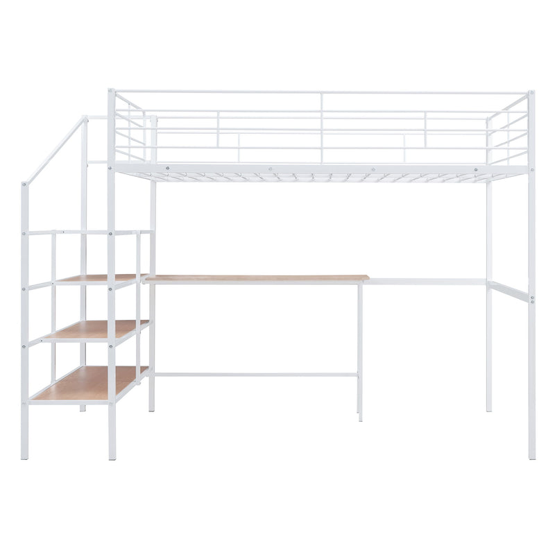 Loft Bed With Desk And Lateral Storage Ladder