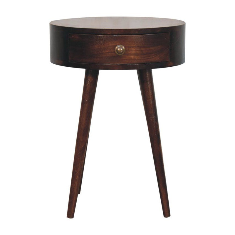 Circular Shaped Bedside Table - Walnut