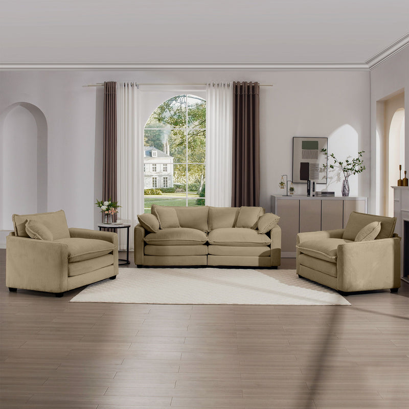 Elegant Corduroy Oversized Sectional Sofa Set With Deep Seats And Flexible Layout