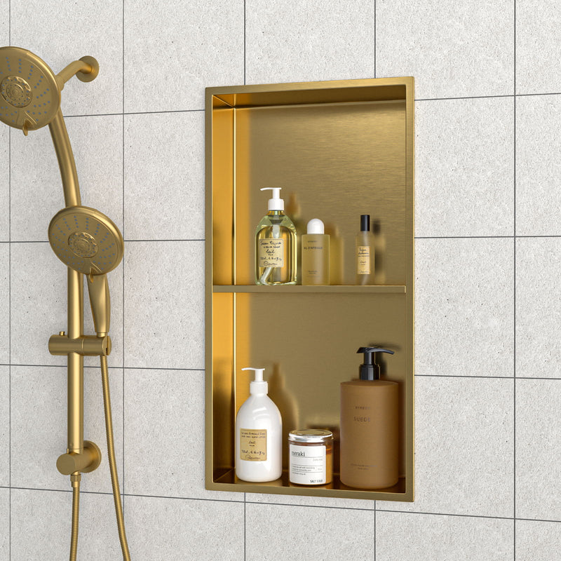Modern Stainless Steel Shower Niche Double Shelf For Bathroom