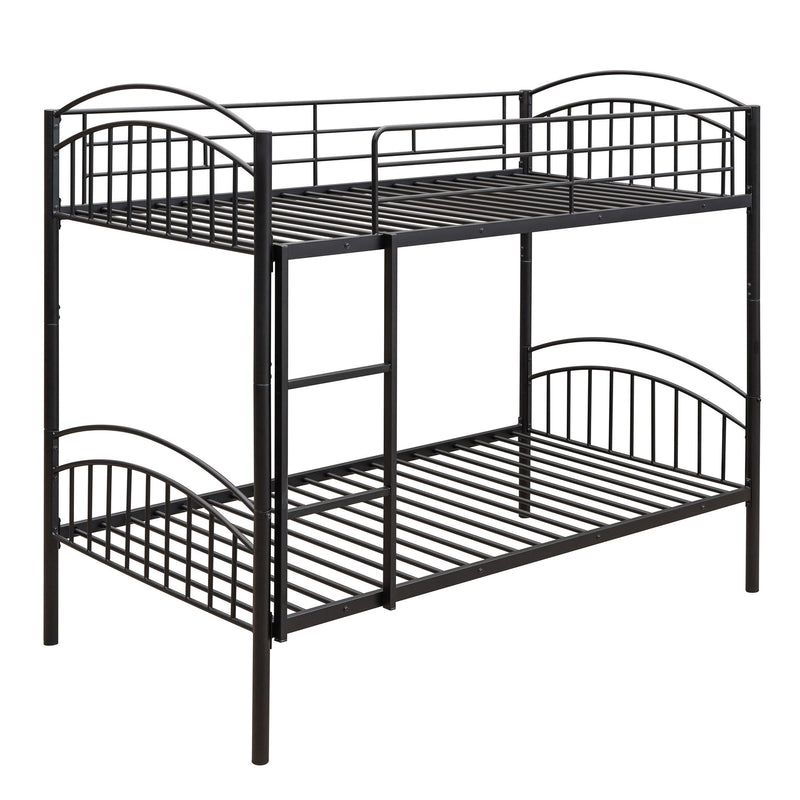 Twin Over Twin Bunk Bed, Divided Into Two Beds - Black