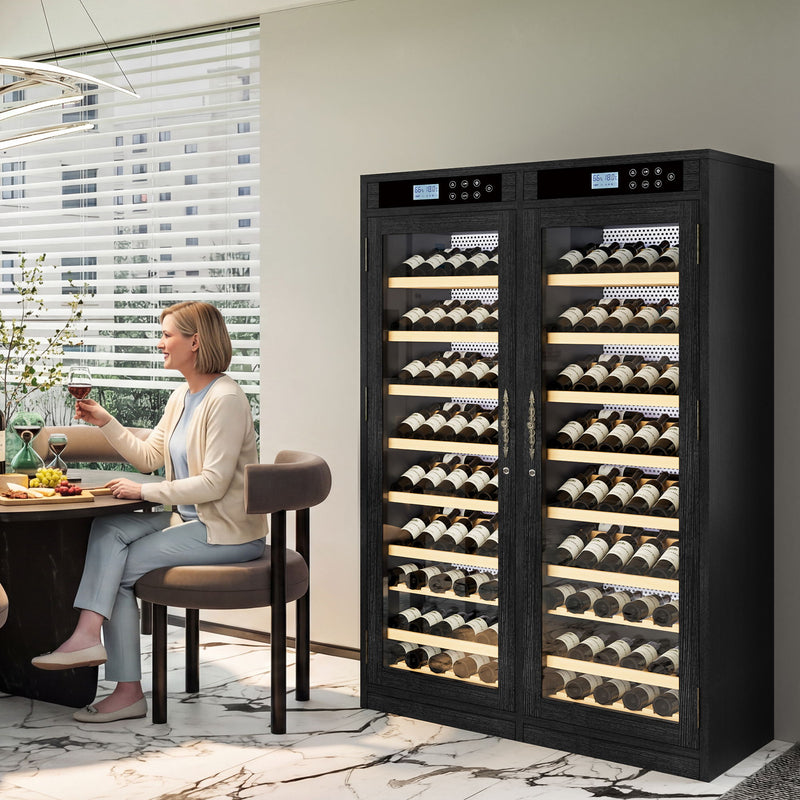 Wine Cooler With Dual Zone Temperature Control, Vacuum Insulated Door - Black