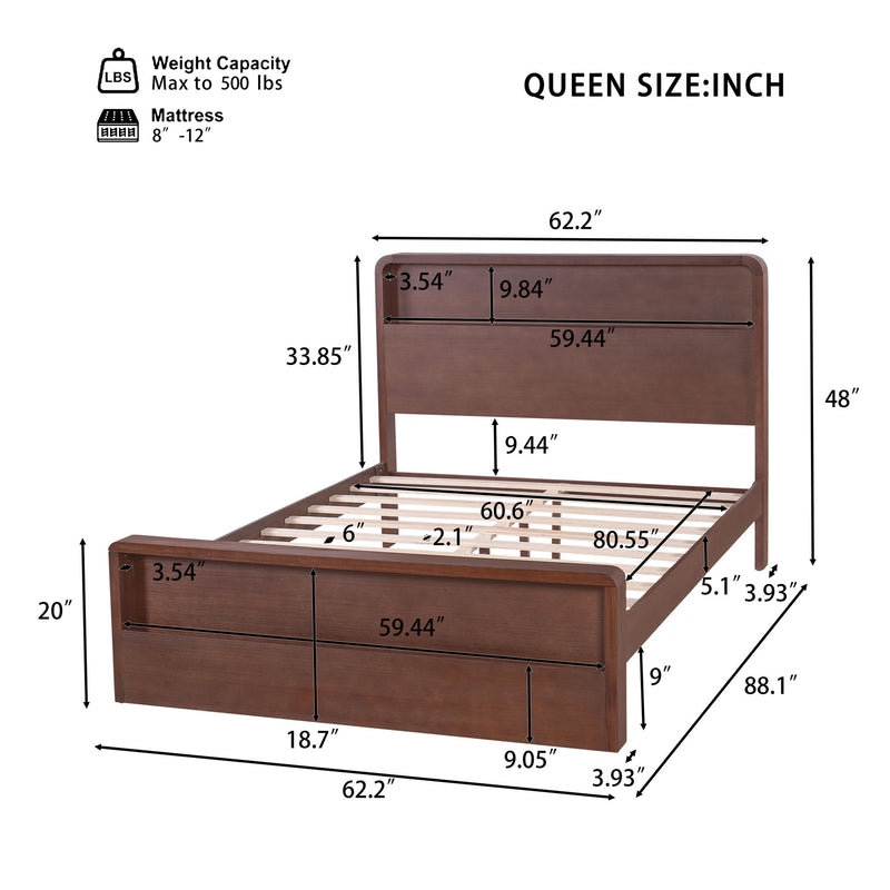 Bed Frame With Dual Open Storage Headboard And Footboard