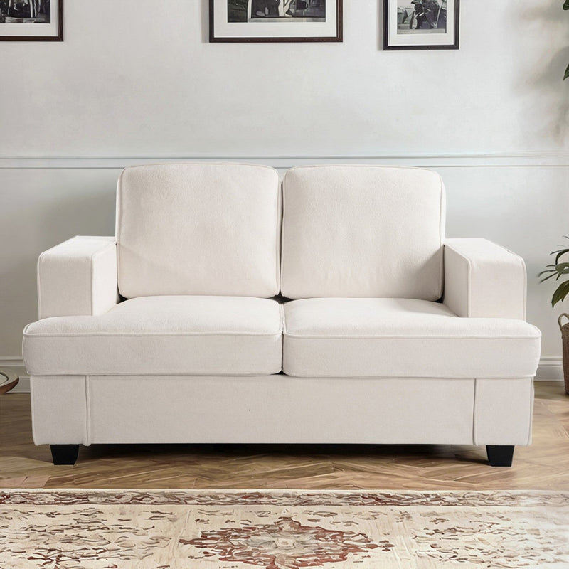 Modern Loveseat, Comfortable 2 Seater Couch With Deep Seating, Loose Back Cushions, Wide Arms