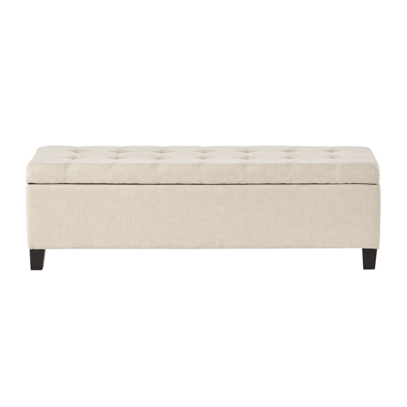 Storage Ottoman With Tufted Top And Pillow Soft Cushioning - Beige