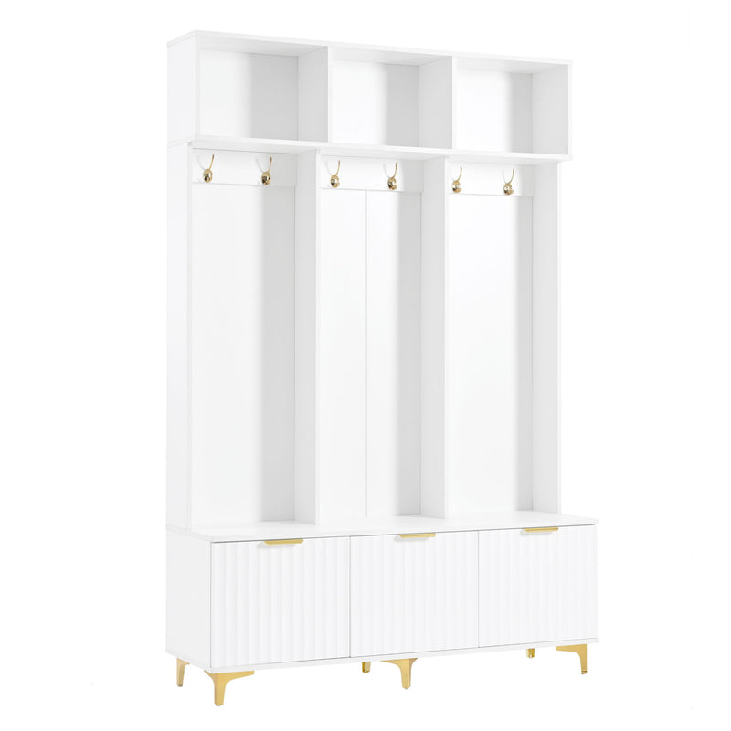 Modern Large Storage Hall Tree With Bench, 6 Hooks