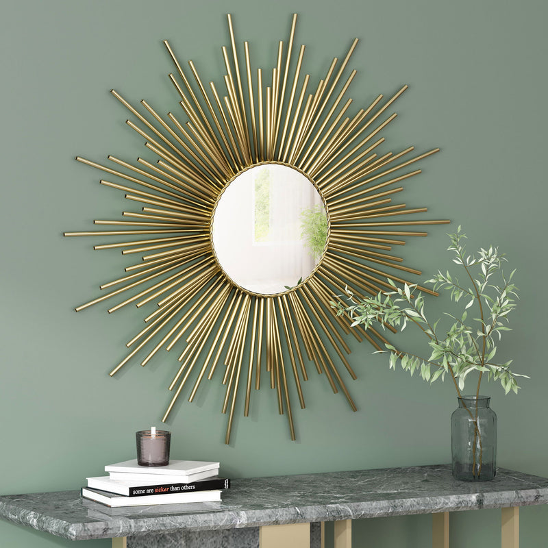 Modern Glam Sunburst Wall Mirror - Gold