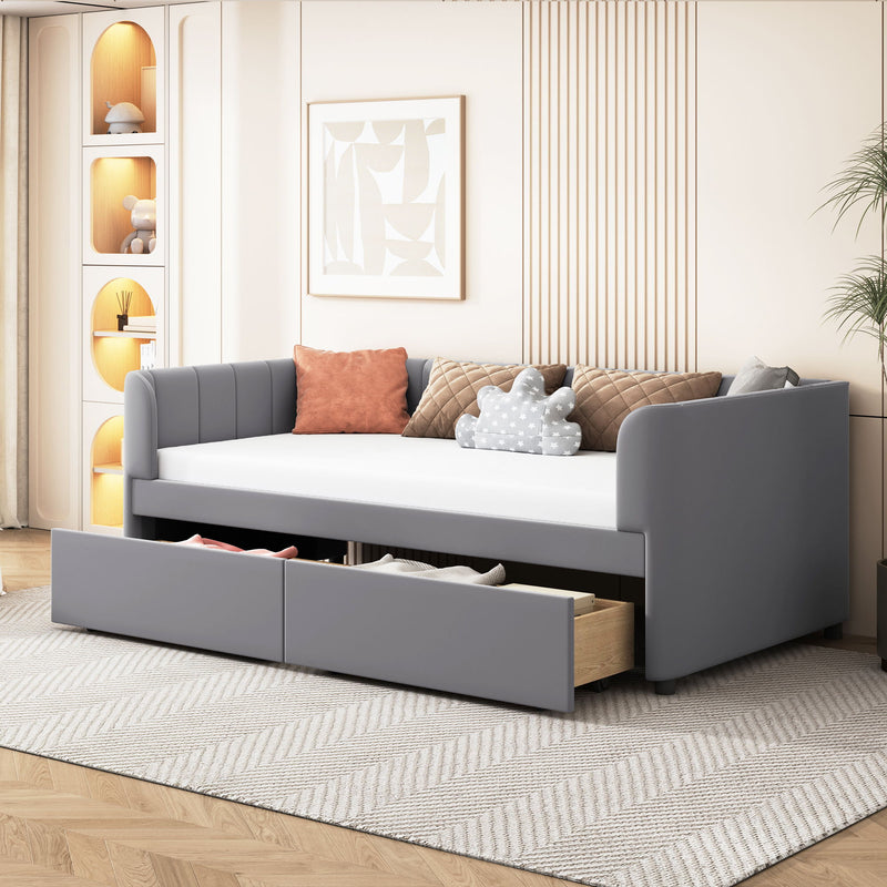 Upholstered Daybed With Ergonomic Design Backrest
