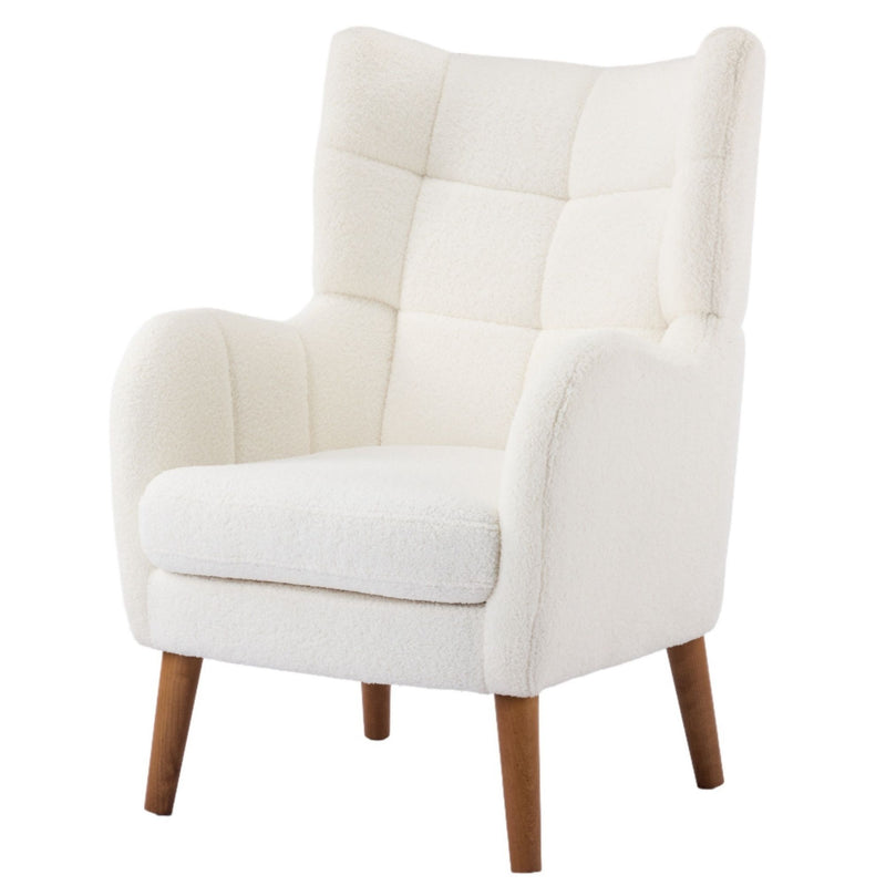 Accent Chair With Birch Wood Legs - White