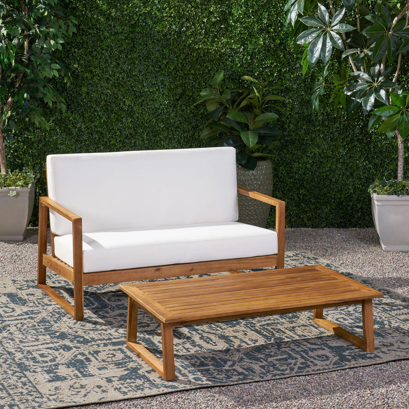 Belgian - Loveseat & Coffee Table Set With Water Resistant Cushions