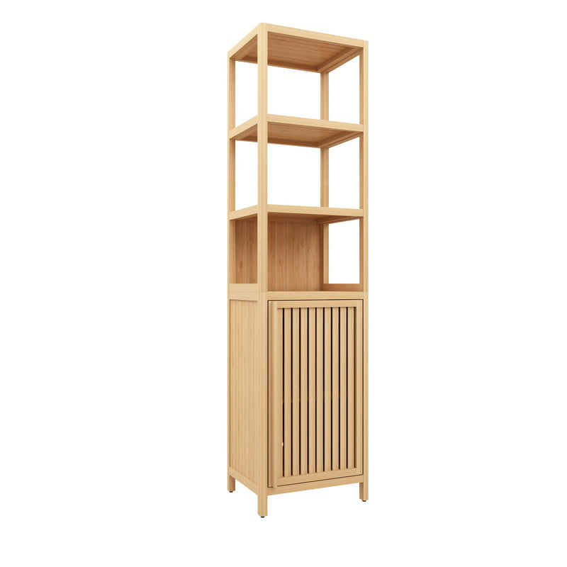 Storage Cabinet With Tall Linen Tower, Multifunctional For Bathroom