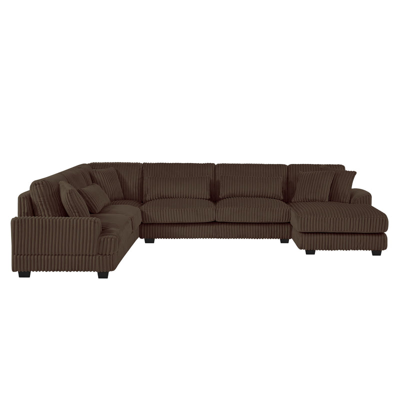 Oversized Sectional Sofa U - Shaped Sofa Couch Modern Sofa Upholstered In Soft Corduroy With A Chaise Lounge For Living Room