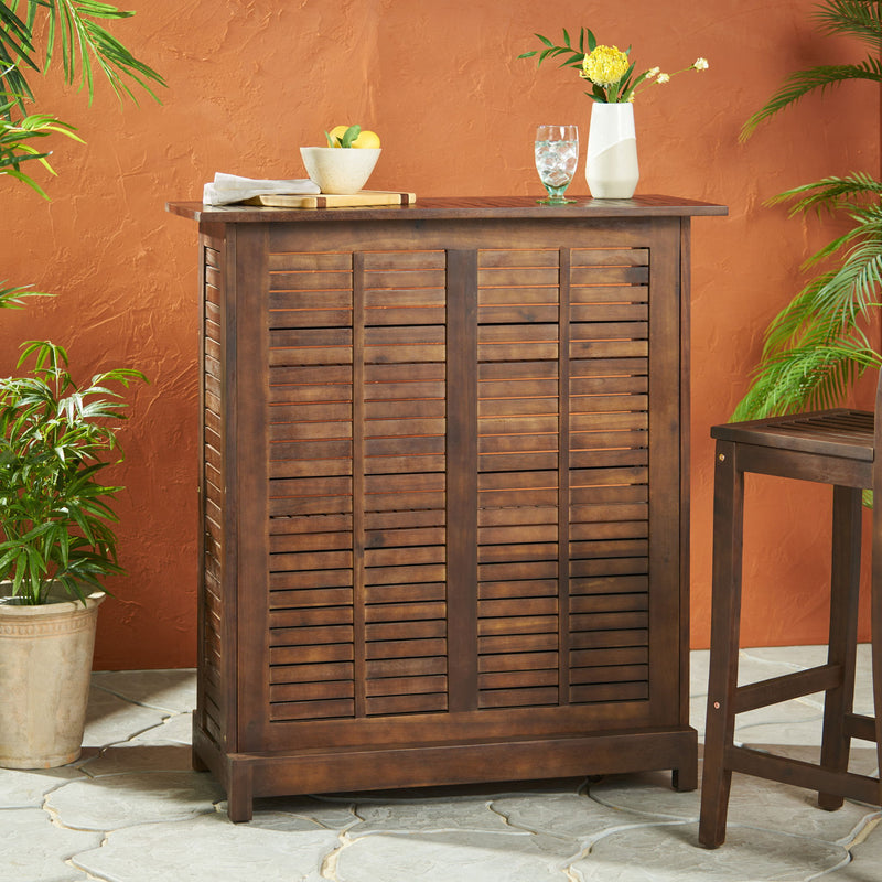 Riviera - Wood Bar Stylish Beverage Station Acacia Wood Compact - Brown