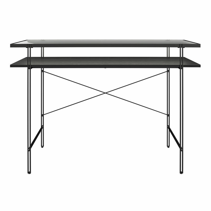 Vance - Computer Desk With Fluted Glass Desktop - Black