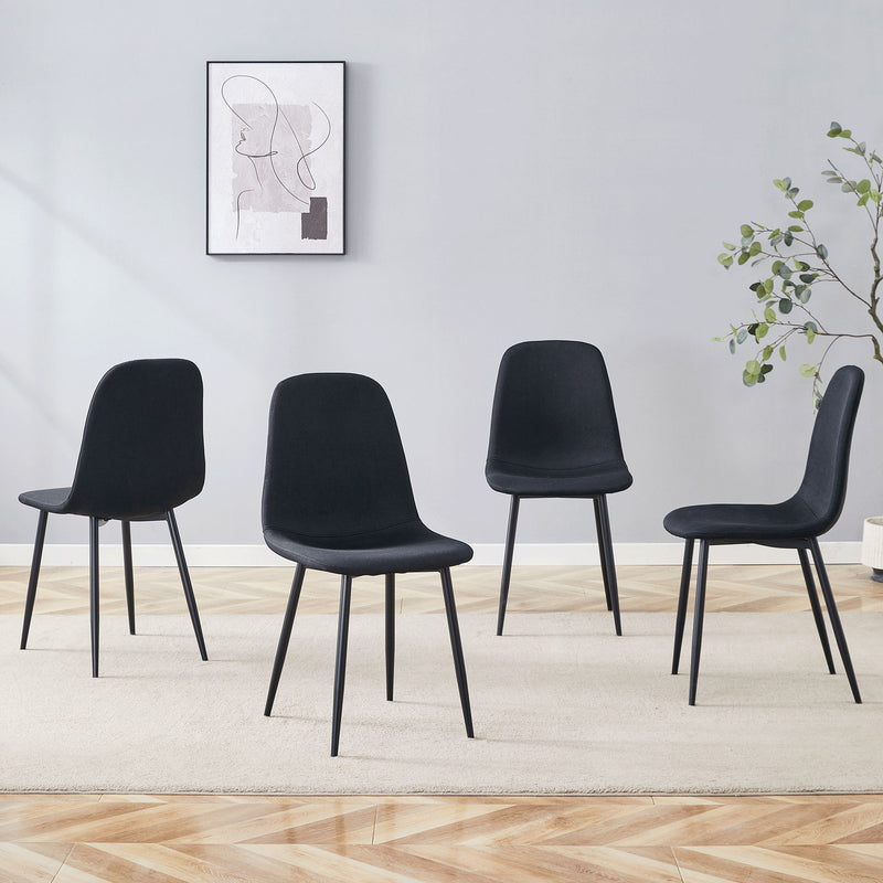 Modern Medieval Style Cushioned Side Chairs Set With Metal Legs For Kitchens