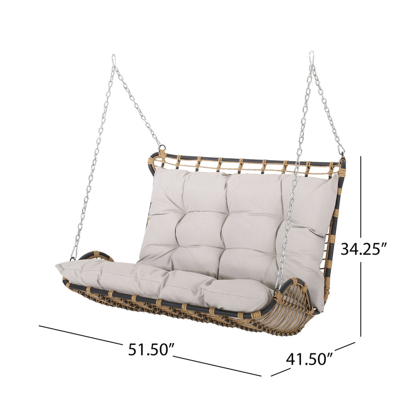 Arruda - Outdoor Wicker Porch Swing With Cushions
