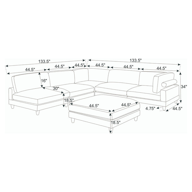 Modern Modular Sectional With Adjustable Back Support