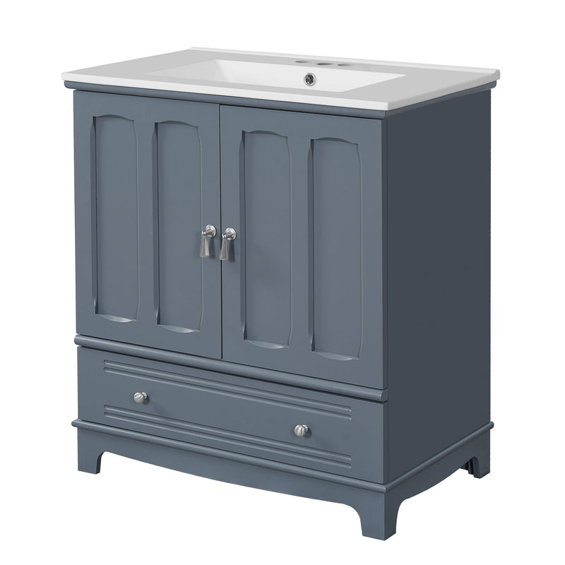 Bathroom Vanity With Sink, Cabinet With Adjustable Shelf And Drawer Divider