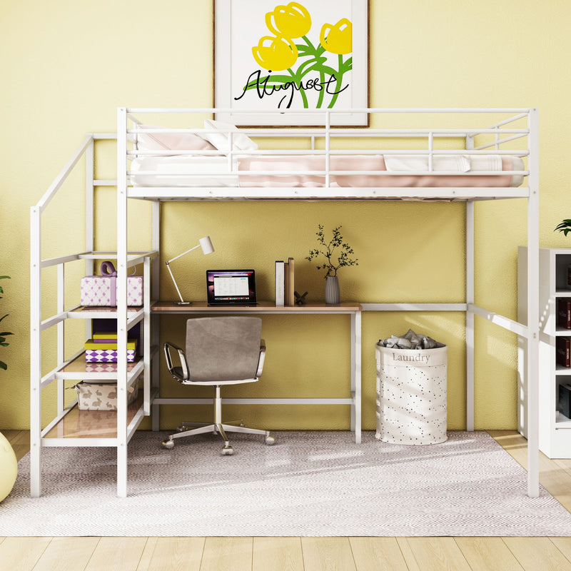 Loft Bed With Desk And Lateral Storage Ladder