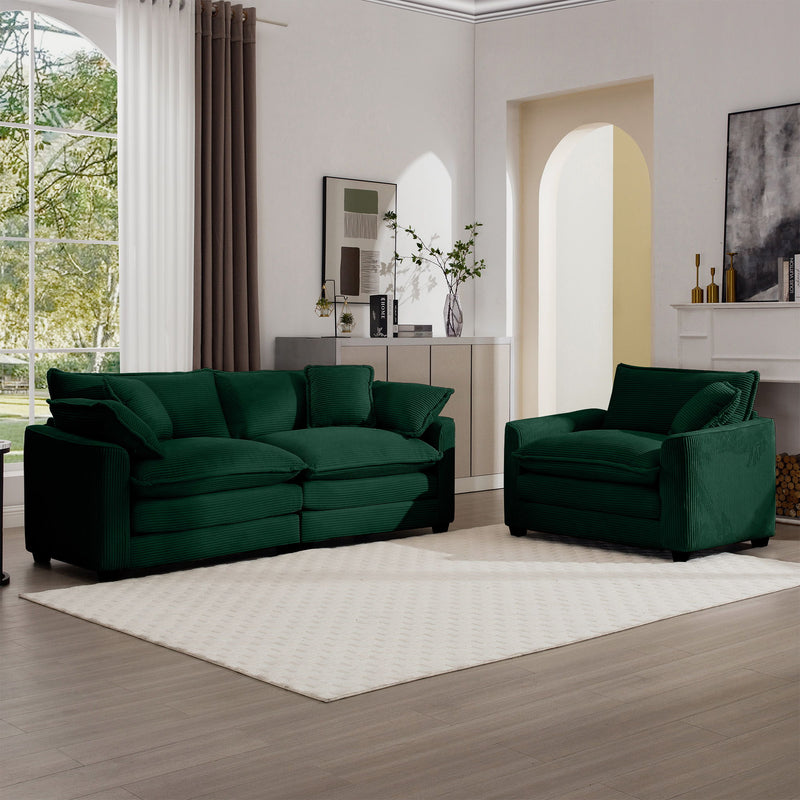 Elegant Corduroy Oversized Sectional Sofa Set With Deep Seats And Flexible Layout