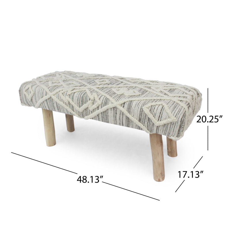 Prytania - Boho Handmade Fabric Upholstered Bench